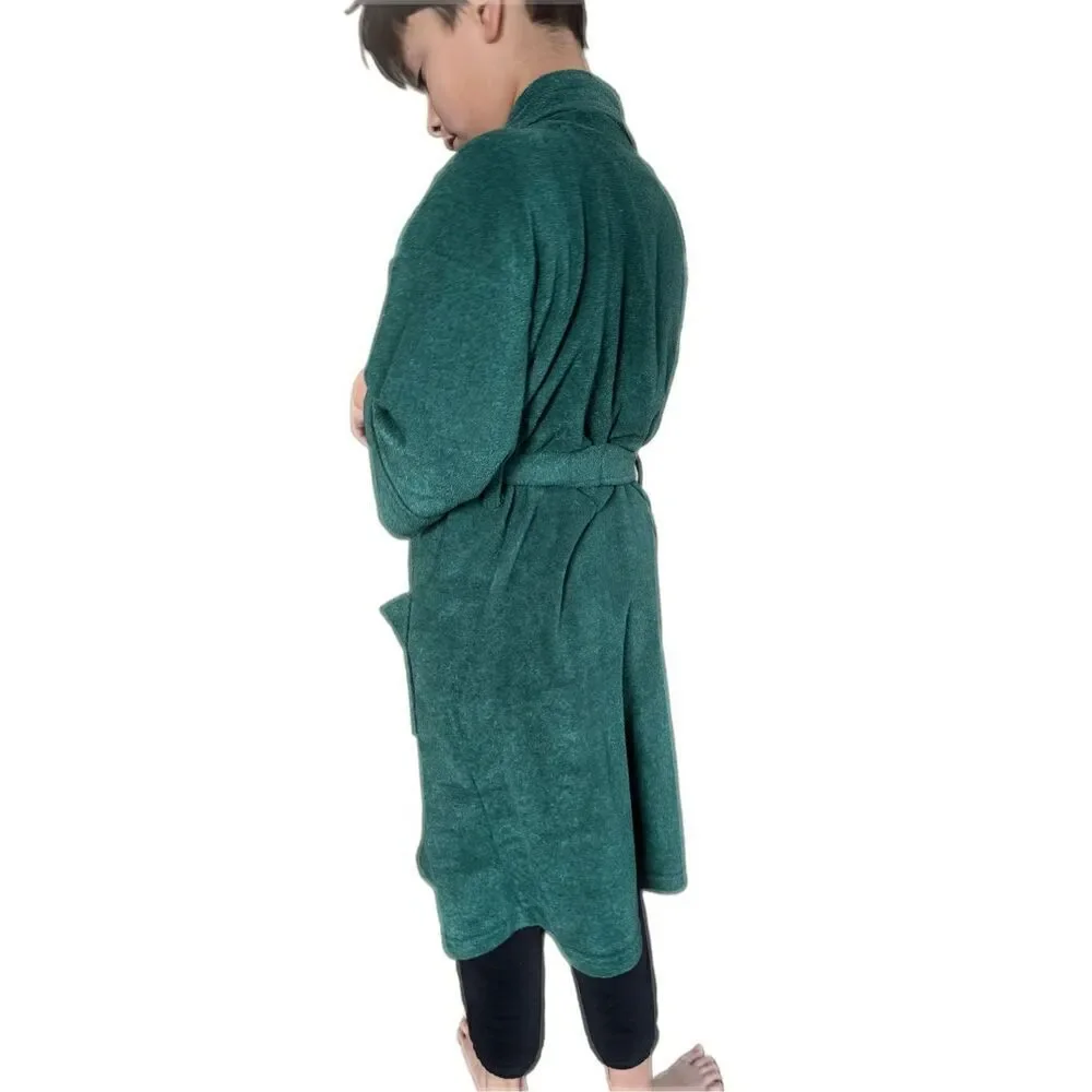 Simply Basic Large kids unisex size 10 green terry vintage 90s bath house robe